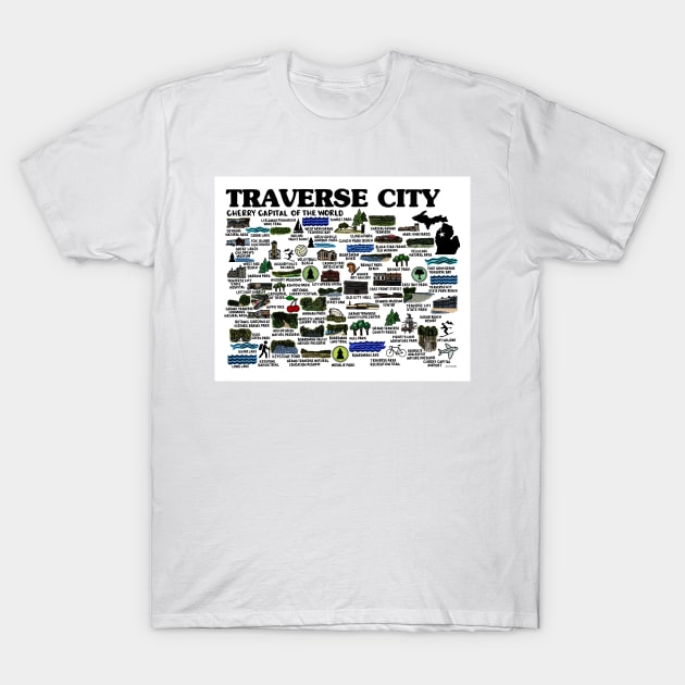 Traverse City Map T-Shirt by fiberandgloss